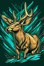 Placeholder: masterpiece, best quality, Siberian deer, simple logo background, in the style of japanese manga, duotone, professional quality panting, ultra detailed, joyful lightning, multiple colors with some shades, half body shot