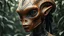 Placeholder: Plano general, hiperrealista, ultra HD, de un alien humanoide mujer, con rasgos mayas, tatuajes tribales, piel cobriza texturizada, cráneo alargado, joyas tribales ojos grandes, almendrados, pupilas redondas y oscuras, nariz pequeña y ancha, fosas nasales pequeñas, labios finos, orejas puntiagudas. fondo de la figura entorno selvático.