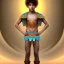 Placeholder: beautiful 12 year old arabic boy with curly hair and light blue eyes dressed in loincloth