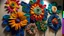 Placeholder: Flowers made out of Navajo yarn painted by Cai Jia