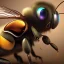 Placeholder: depth of field, cyborg bee, macro lens, hyperphoorealstic