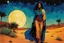 Placeholder: create an imaginative full body illustration of a Tuareg female, in traditional dress, with finely detailed facial features, short dreadlock hair, in a lush Saharan oasis under the midnight sky, in the comic book art style of Bill Sienkiewicz, Mike Mignola, and Jean Giraud Moebius, finely textured, drawn, colored, and inked