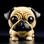 Placeholder: Funko pop Pug figurine, made of plastic, product studio shot, on a white background, diffused lighting, centered