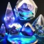 Placeholder: transparent crystal, crystallized,Holographic Simulation,elemental overflowing,raw sapphire with labradorite impurity, iridescent prismatic refraction, product studio shot, cinema lighting, cinema 4d, octane render, 3d render, in great detailed,fantasy art, photo realistic, shinening light,moonstone crystal bird, iridescent, shine, epic,Fibonacci