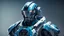 Placeholder: androide umanoide con volto umano e parti meccaniche che si intravedono in divisa militare da ufficiale blu space suite armour
