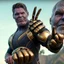 Placeholder: A sporty looking man with a grin on his face while holding Thanos' gloves Two infinity gauntlets contain six infinity stones, one of which is made with nano In the hands of a powerful man walking