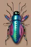 Placeholder: Realistic drawing with colored pencils of a lovebug on a white background