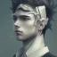 Placeholder: detailed anime young man, black semi-long hair, detailed bangs, intriguing details, serious expression, full body, keep head in frame, 8k, concept art, highly detailed, digital painting, concept art, sharp focus, illustration, WLOP and alphonse mucha and artgerm and yanjun Chen and Junji ito, HDR, octane rendering