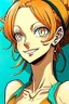 Placeholder: Comic portrait of Nami, from One Piece anime