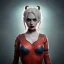 Placeholder: analog style,beautiful girl portrait, simmetric eyes, ambient, harley quinn make up outfit, ultra realistic photo,gotham city, unreal engine, paloroid, 100mm --aspect ratio 1:1