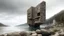 Placeholder: MINIMALIST CUBIC BUILDING ON THE ROCKY SHORE OF A LAKE, Ultra detailed, Sasquatch, Nature photography, Tornado, Honeycombs