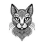 Placeholder: Cat tattoos, white background, vector outline, black and white color. Only outline