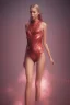 Placeholder: Scarlett Leithold full body covered her body with liquid thick and glue blue and red chrome water on the floor smoke in the air bees flying fog backlit HDR cinematic lighting 4k