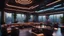 Placeholder: restaurant or lounge with cyberpunk interior design and Singapore landscape icons