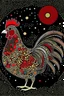 Placeholder: Make a picture of a rooster (to color) made of only small circles It should be black oulines only there should only by dots, no straight lines POLKA DOTS