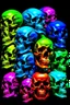 Placeholder: a stack of 1000 anatomically correct cartoonish skulls, vivid colors, dark comedy, well lit, high detail, photorealistic, dayglo, blacklight