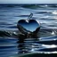 Placeholder: chrome heart in the ocean