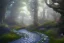 Placeholder:  winding stone path lit river