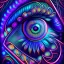 Placeholder: Close-up of mystical eyes, neon glow, intricate iris patterns, digital art style