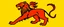 Placeholder: heraldry Lion, full body , black outline and red interior on yellow background, simplified vector logo