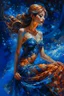 Placeholder: the night sky, she awaits with anticipation, Karol Bak UHD,, Pino Daeni and Dan Mumford, exquisite rendering, style of Leonid Afremov, Mario Sanchez Nevado. Modifiers: intricate very attractive beautiful award winning ultra detailed colourful high energy