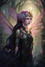 Placeholder: Pink,Hydrangea,orchids,lilies of the valley,night,pink hair,rapunzel hair,elven crown,dragonflies,pointed ears,elven ears,dark fairy princess,sparkle,,dark gold armour,fairy wings,pink