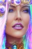 Placeholder: cosmic woman smile, admiral from the future, one fine whole face, crystalline skin, expressive blue eyes,rainbow, smiling lips, very nice smile, costume pleiadian, Beautiful tall woman pleiadian Galactic commander, ship, perfect datailed golden galactic suit, high rank, long blond hair, hand whit five perfect detailed finger, amazing big blue eyes, smilling mouth, high drfinition lips, cosmic happiness, bright colors, blue, pink, gold, jewels, realist, high commander