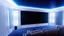 Placeholder: Generate an image of a sleek home cinema with a star-lined ceiling and blue LED's