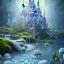 Placeholder: cristal angelic castle crystalline, beau , cosmic, opalescent, opalescent, gemstones, crystals, object, other worldly,water, rock, moss,bright, ice background, neige etang bleu