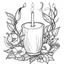 Placeholder: outline art for candle flower love coloring page for kids, classic manga style, anime style, realistic modern cartoon style, white background, sketch style, only use outline, clean line art, no shadows, clear and well outlined