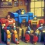 Placeholder: Optimus prime, bumblebee and ratchet at the centralperk cafe 1990, sitcom style tv show.