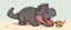 Placeholder: crocodile hippo with fluffy hair, doing dog things and eating small dog