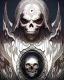 Placeholder: A beautiful highly detailed ornate intricate portrait of a flaming demon skull made of shiny obsidian glass :: reflective, glassy :: subtractive lighting, backlit :: by John William Waterhouse, Greg Rutkowski, HR Giger :: hyperrealistic, hyper detailed, photorealistic :: epic, incredible composition, amazing depth, meticulously composed, 16k resolution concept art :: fantasy magazine cover art