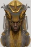 Placeholder: black male African Egyptian alien, cracks in the voodoo head, wicked, eyes, crown, Elephant, 8k, finely detailed, photo realistic, tiger turquoise skull head gold dragon space alien snow skeleton gold fang teeth silver crown silver eyes