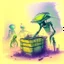 Placeholder: crate an Alien environemt with some aliens doing daily task work, watercolour painting