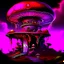 Placeholder: A fantabulous black, red, and purple (((mushroom tower house))) erected atop a (geologic pillar), surrounded by the uncanny imaginative ((( swirling skies))), offset by the stark hues of a (neon-tinged nebulous space scape), within. captured by the hand a skilled master painter with a focus on (softly blurred compositions and voluminous lighting).