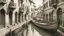 Placeholder: A masterful pencil sketch of a narrow Venetian canal, capturing the essence of the city's charm. The water shimmers with dappled sunlight reflecting off the surface, creating a dreamy ambiance. Several traditional Venetian boats are moored along the canal, while the buildings in the background exude the classic Italian architecture. The intricate shading adds depth to the scene, making it appear almost three-dimensional. The overall effect is one of tranquility and timeless beauty.