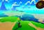 Placeholder: Legend Of Zelda: Wind Waker style view of a vast ocean, stylized, colorful, adventurous, no ships.