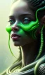 Placeholder: young girl, cute, beautiful, long curly hair, black hair, green alien skin, big flat nose, black eyes, big eyes, turquoise dress, head and shoulders portrait, 8k resolution concept art portrait by Greg Rutkowski, Artgerm, WLOP, Alphonse Mucha dynamic lighting hyperdetailed intricately detailed, avatar pandora