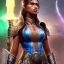 Placeholder: Full body, fantasy setting, heroic fantasy, woman, dark skin, Indian, 20 years old, half-hawk haircut, magician, warrior, hourglass body shape, bicolor hair, muscular, cinematic, Arabian clothes, insanely detailed