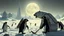 Placeholder: buster keaton as unstable polar growlar bear on the planet of Ceres, with some penguins with rocket backpacks playing golf with astronauts, in front of ice megapolis