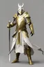 Placeholder: Full Body, White Dragonborn, Monk Knight, Fighter Pose, White and Gold outfit colour theme