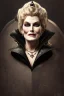 Placeholder: painting of merryl streep as evil queen in black leather, feminie, angry, strong, volouptous, busty, cleavage, emperious, mature, highly detailed, digital painting, artstation, concept art, smooth, sharp focus, illustration, art by gaston bussiere and alphonse mucha