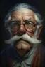 Placeholder: A fantasy portrait of an old man, with mustache, round glasses, Caravaggio style
