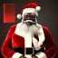 Placeholder: christmas card art, Black Santa and large breasted mom