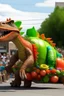 Placeholder: a dinosaur float in a parade