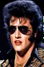 Placeholder: What Elvis Presley would look like if he were in a 1980s, big hair, glam rock band that wears facial makeup and crazy costumes