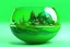 Placeholder: Reality supermodern world with flying cares Cartoon Green Glass