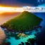 Placeholder: Anse Source d'Argent, Seychelles,palm trees, high resolution, realistic, beautiful, volumetric lighting, colorful,warm colours, masterpiece, crystalline,dawn,cloudy, detailed, aerial view, 8K, intricate details, cyberpunk, cosmic