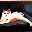 Placeholder: oil portrait of tricolor pattern Cat sleeping in a Black sofa by Monet 8k